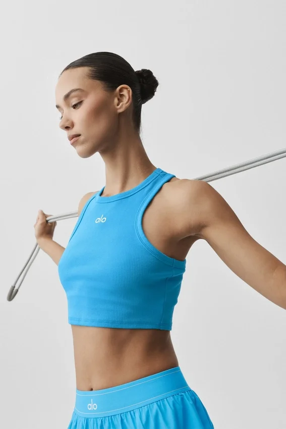 Aspire-tanktop - Azuurblauw/Wit