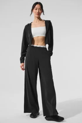 Breezy broek met wijde pijpen (lang) - Zwart