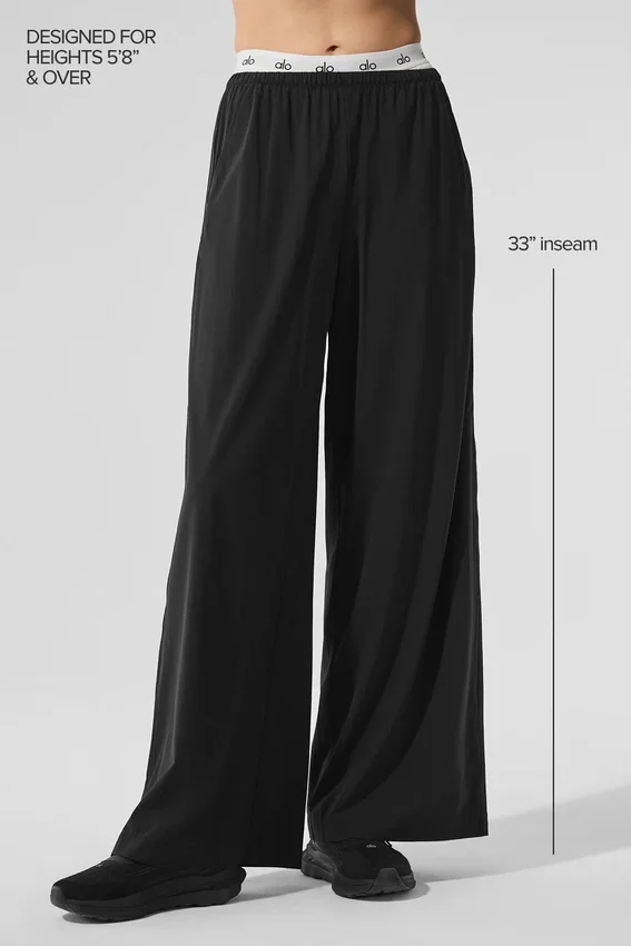Breezy broek met wijde pijpen (lang) - Zwart