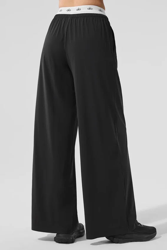 Breezy broek met wijde pijpen (lang) - Zwart