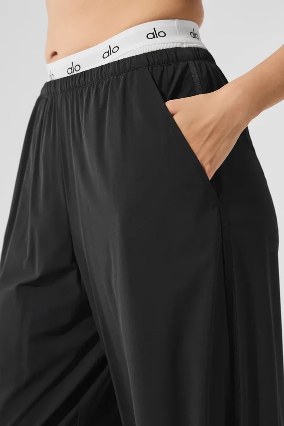Breezy broek met wijde pijpen (lang) - Zwart