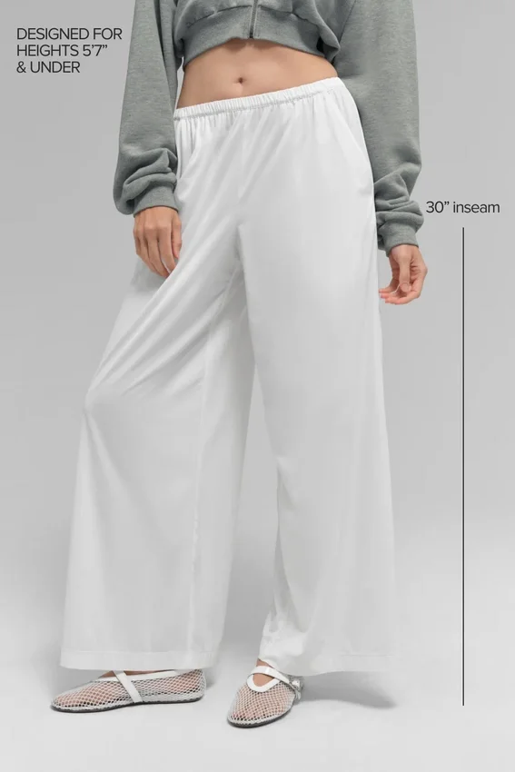 Breezy broek met wijde pijpen (Regular) - Wit