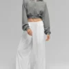 Breezy broek met wijde pijpen (Regular) - Wit