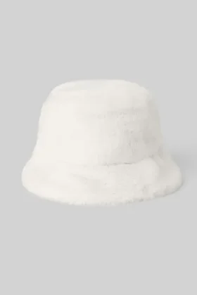 Buckethoed van imitatiebont – Ivory