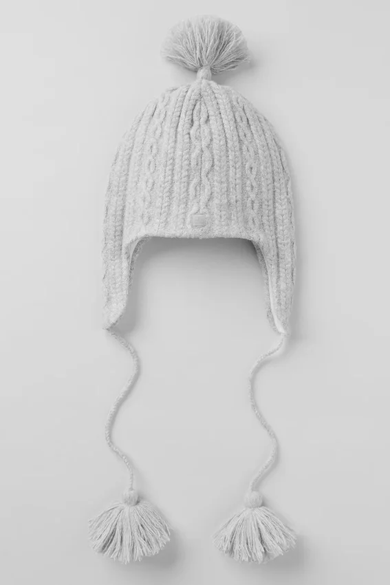 Cable Knit Winter Bliss-muts met oorkleppen - Athletic Heather Grey