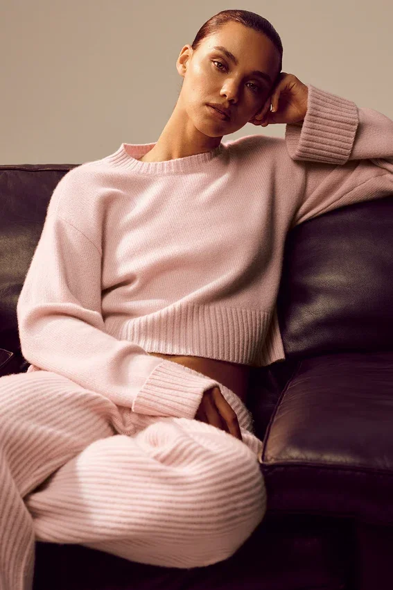 Cashmere Embrace-trui - Frosted Pink
