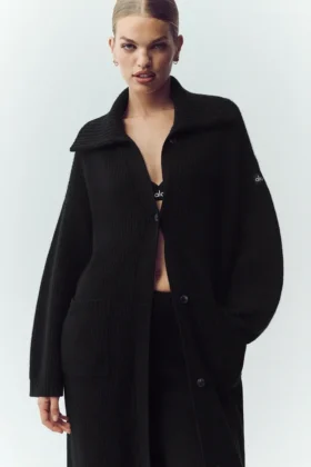 Cashmere Northstar lang vest - Zwart