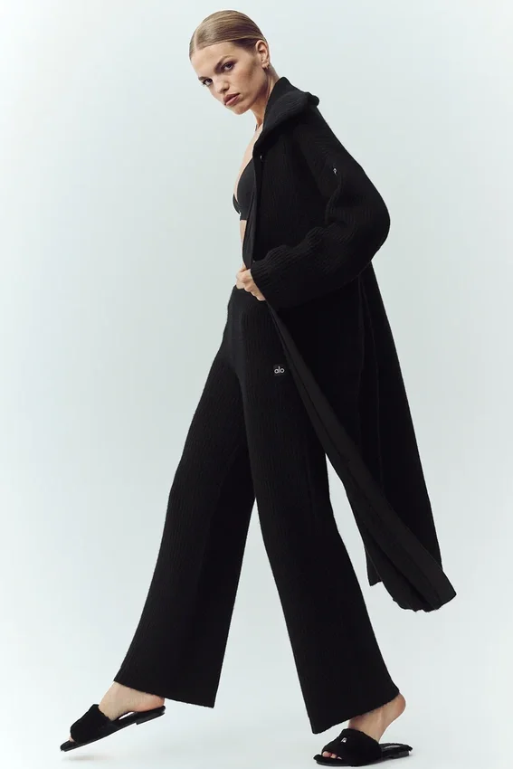 Cashmere Northstar lang vest - Zwart