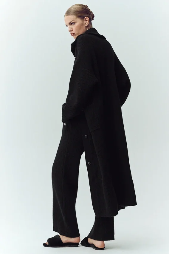 Cashmere Northstar lang vest - Zwart