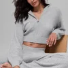 Cashmere Plush Waffle-hoodie met volledige ritssluiting - Athletic Heather Grey