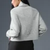 Cashmere Plush Waffle-trui met col - Athletic Heather Grey
