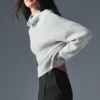Cashmere Plush Waffle-trui met col - Athletic Heather Grey