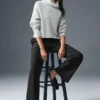 Cashmere Plush Waffle-trui met col - Athletic Heather Grey