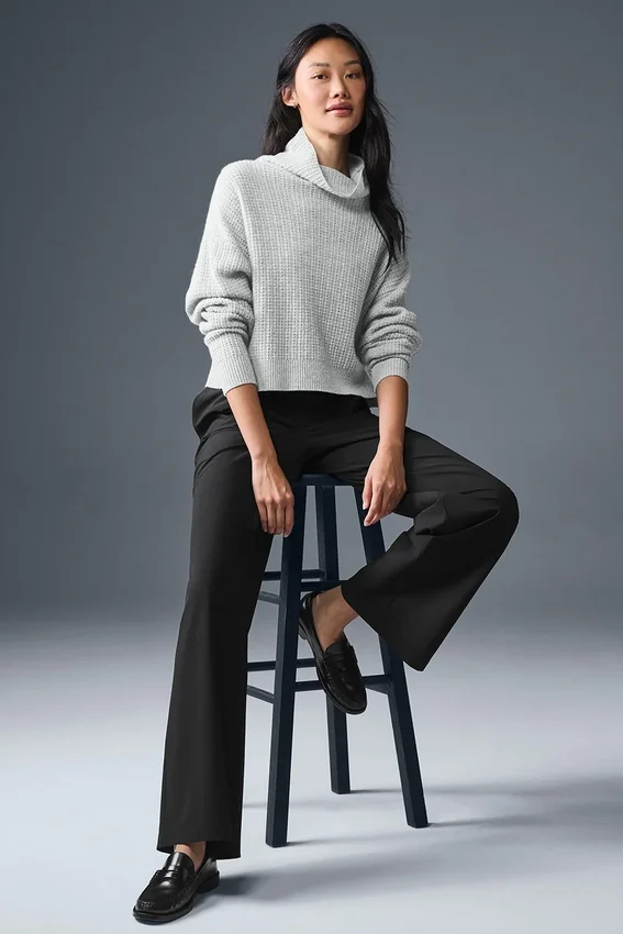 Cashmere Plush Waffle-trui met col - Athletic Heather Grey