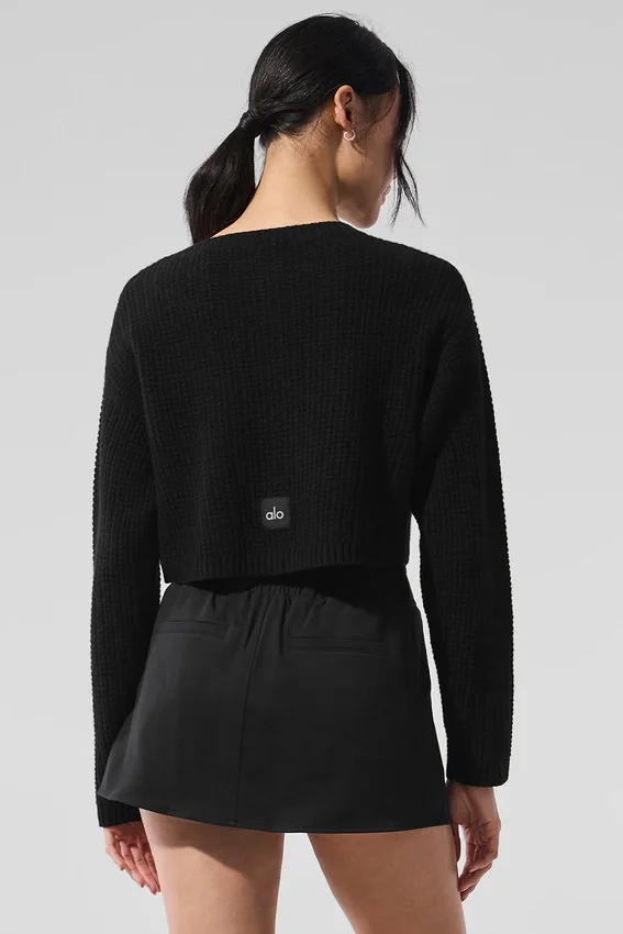 Cashmere Plush Waffle-vest - Zwart