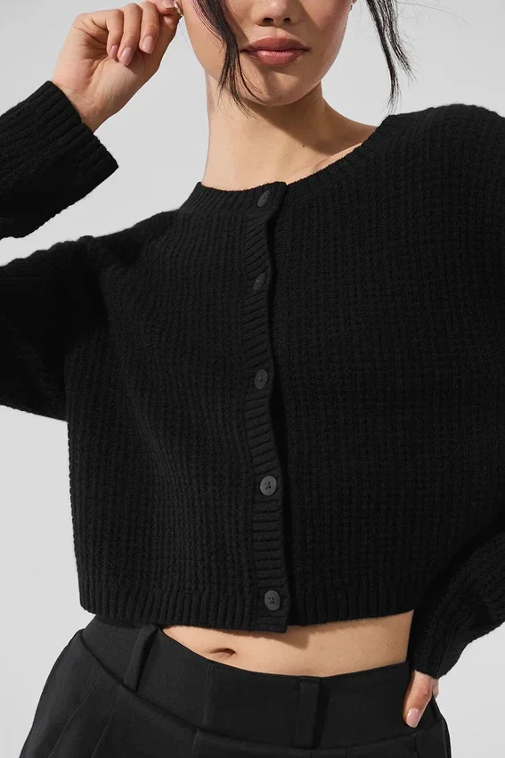 Cashmere Plush Waffle-vest - Zwart