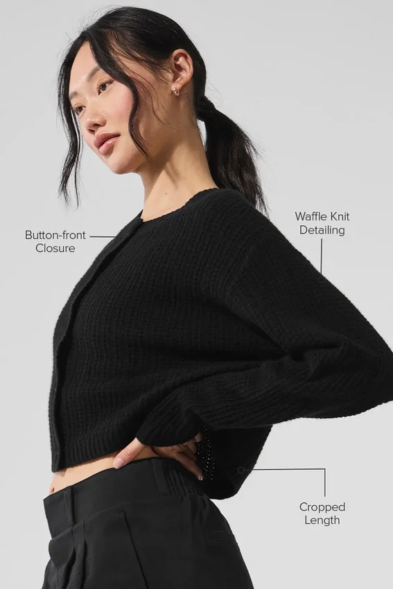 Cashmere Plush Waffle-vest - Zwart