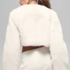 Chique cropped jas van imitatiebont - Ivoor