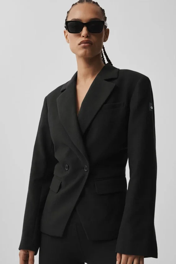 Cinch-blazer - Zwart