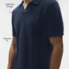 Coastline gebreide polo met korte mouwen - marineblauw