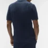 Coastline gebreide polo met korte mouwen - marineblauw