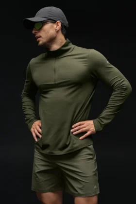 Conquer 1/4 Zip Reform met lange mouwen - Green Olive