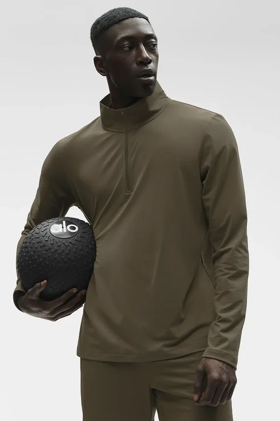 Conquer 1/4 Zip Reform met lange mouwen - Olive Tree