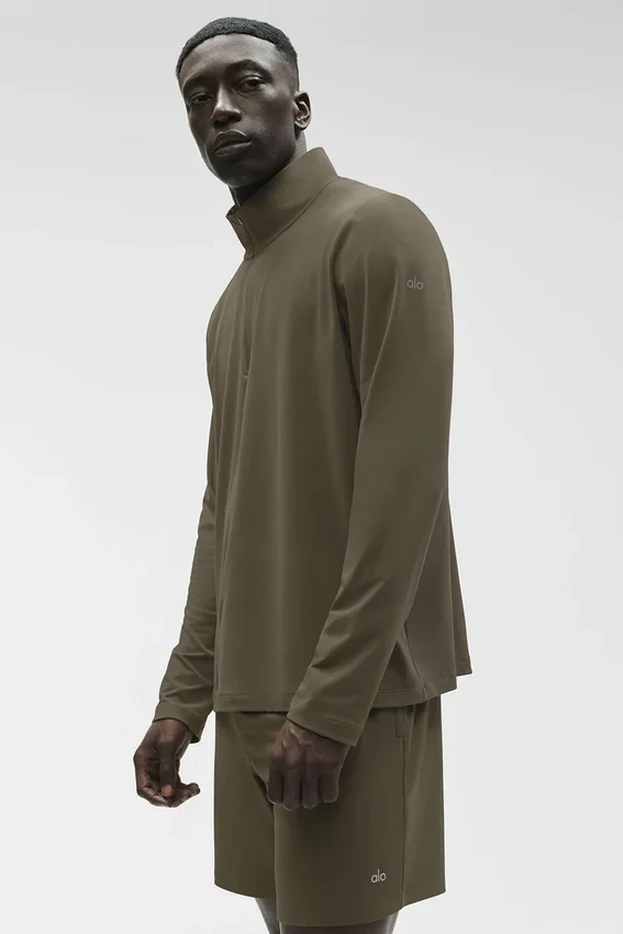 Conquer 1/4 Zip Reform met lange mouwen - Olive Tree