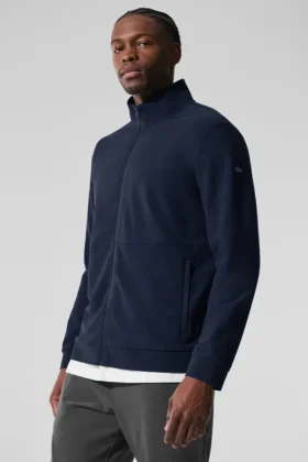 Conquer Max met opstaande kraag en doorlopende rits - Navy