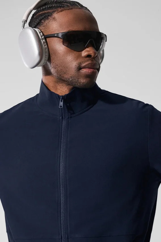 Conquer Max met opstaande kraag en doorlopende rits - Navy