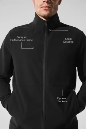 Conquer Max Mock Neck Full Zip – Zwart