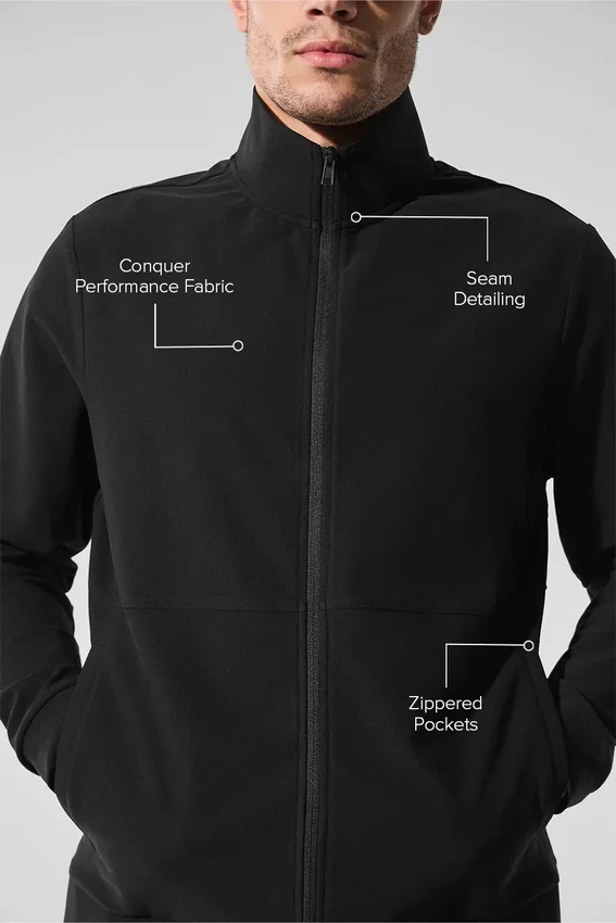 Conquer Max Mock Neck Full Zip - Zwart