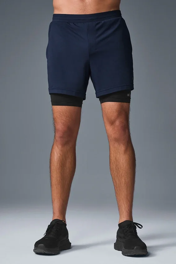 Conquer React 2-in-1 Performance-korte broek - Marineblauw/Zwart