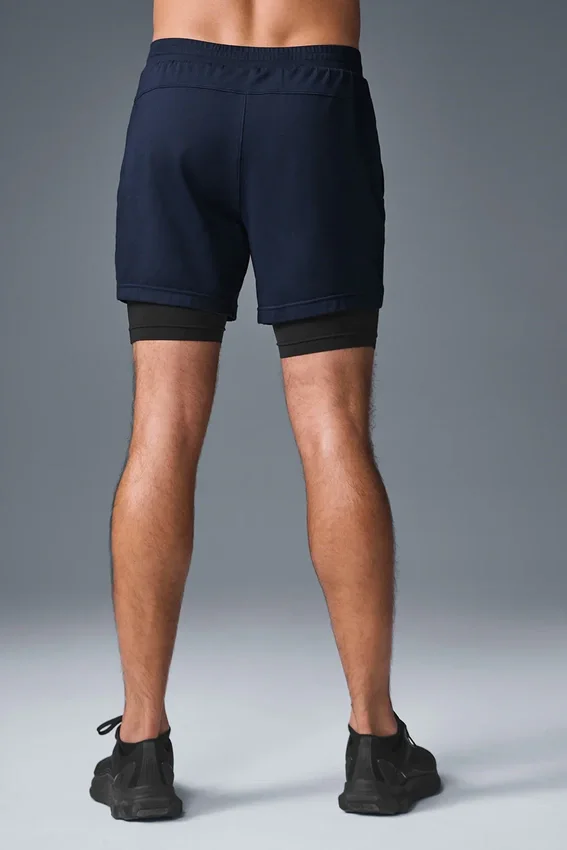 Conquer React 2-in-1 Performance-korte broek - Marineblauw/Zwart