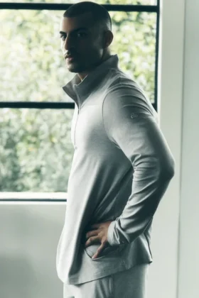 Conquer Reform met 1/4 rits en lange mouwen - Athletic Heather Grey