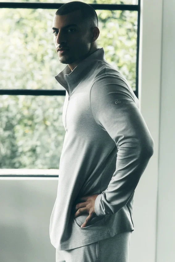 Conquer Reform met 1/4 rits en lange mouwen - Athletic Heather Grey
