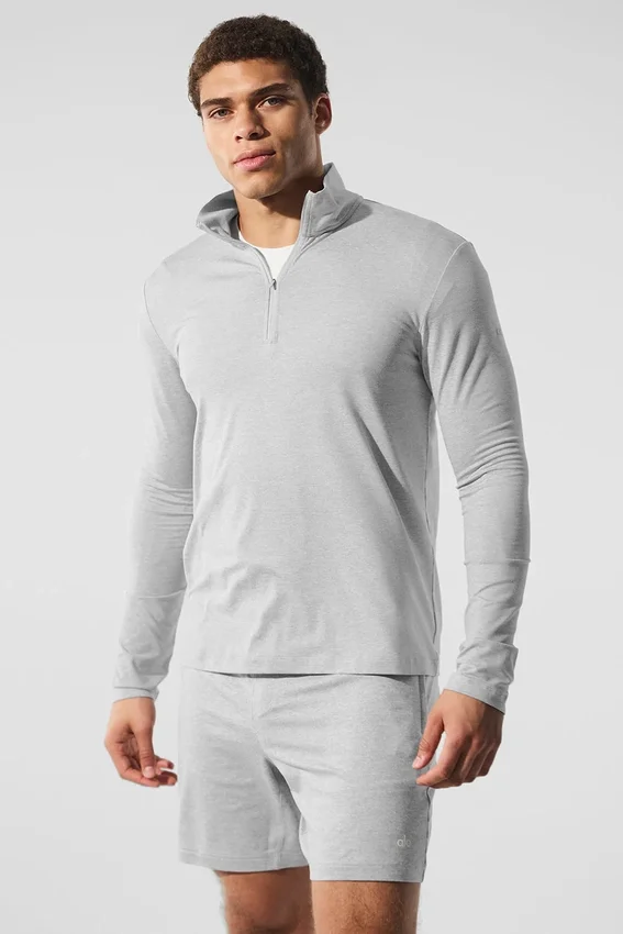 Conquer Reform met 1/4 rits en lange mouwen - Athletic Heather Grey