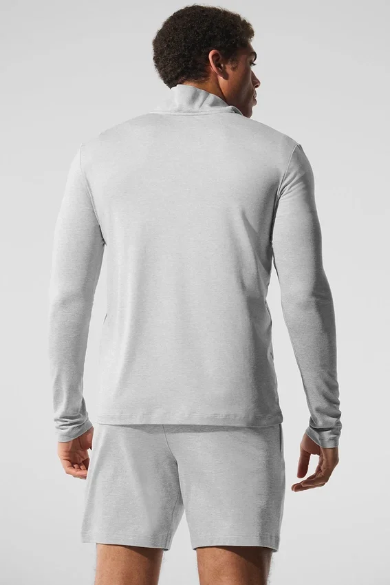 Conquer Reform met 1/4 rits en lange mouwen - Athletic Heather Grey