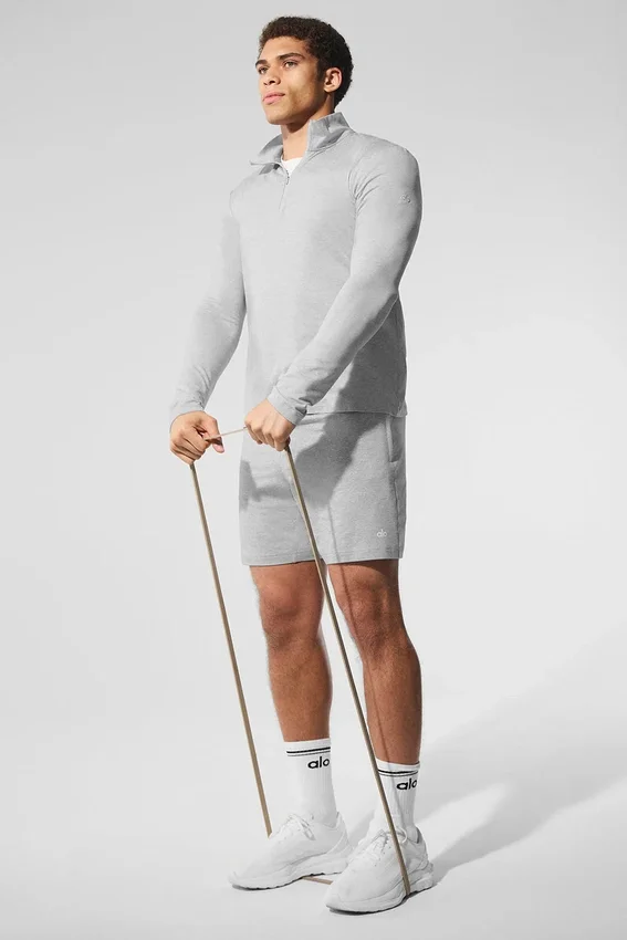 Conquer Reform met 1/4 rits en lange mouwen - Athletic Heather Grey