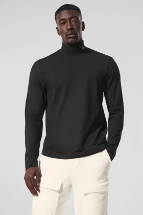 Conquer Reform shirt met hoge kraag en lange mouwen - Zwart