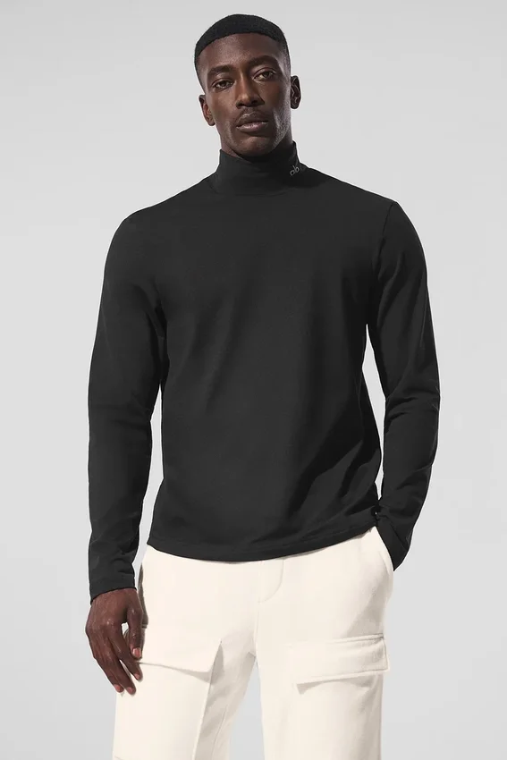 Conquer Reform shirt met hoge kraag en lange mouwen - Zwart