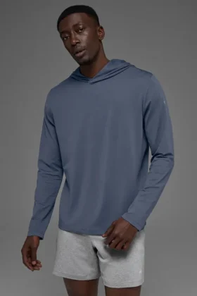 Conquer Reform-shirt met lange mouwen en capuchon - Bluestone