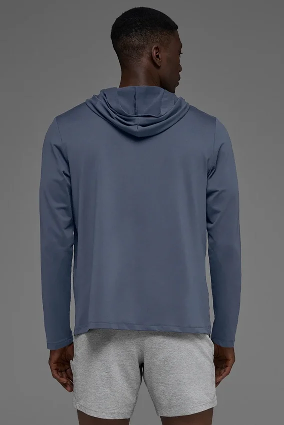 Conquer Reform-shirt met lange mouwen en capuchon - Bluestone