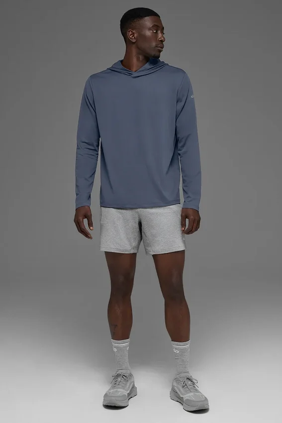 Conquer Reform-shirt met lange mouwen en capuchon - Bluestone
