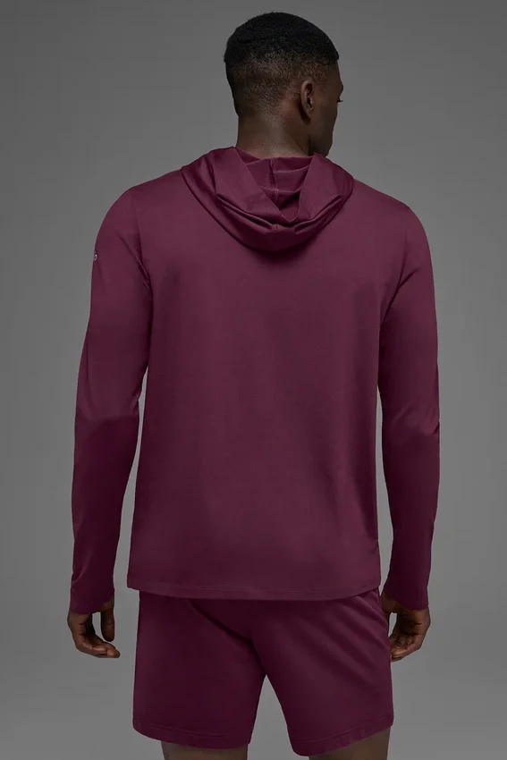 Conquer Reform T-shirt met lange mouwen en capuchon - Burgundy