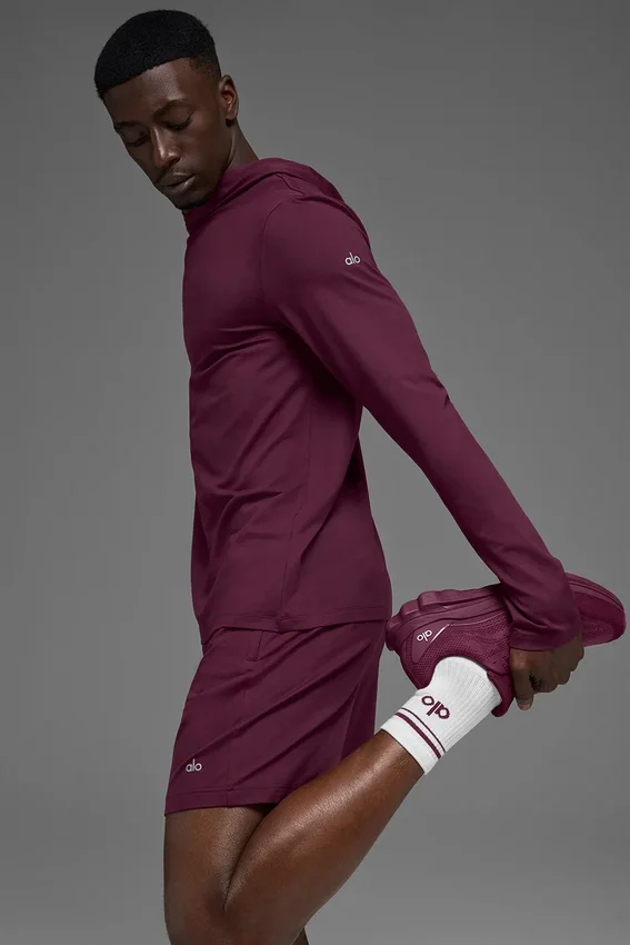 Conquer Reform T-shirt met lange mouwen en capuchon - Burgundy