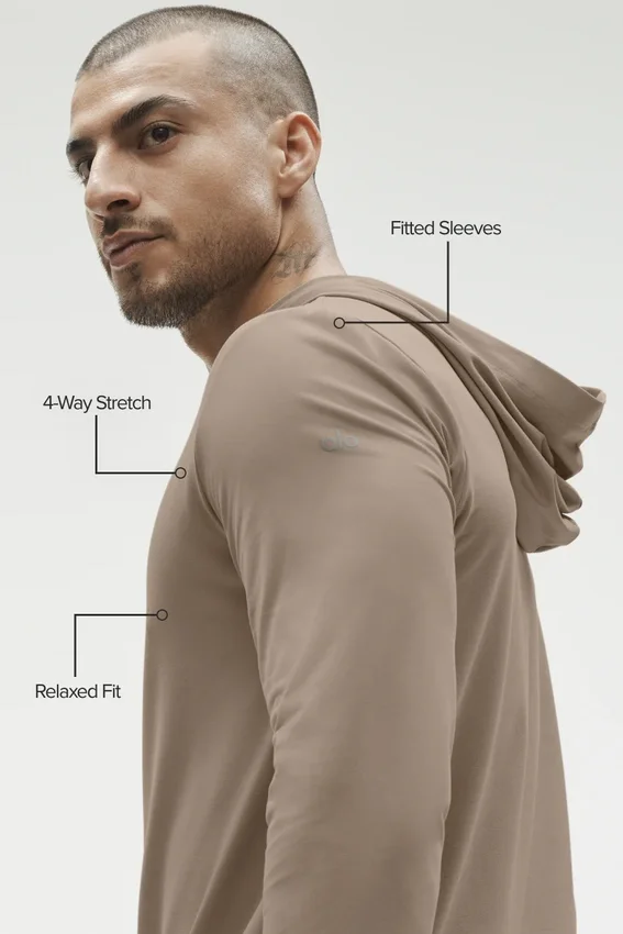 Conquer Reform T-shirt met lange mouwen en capuchon - Gravel