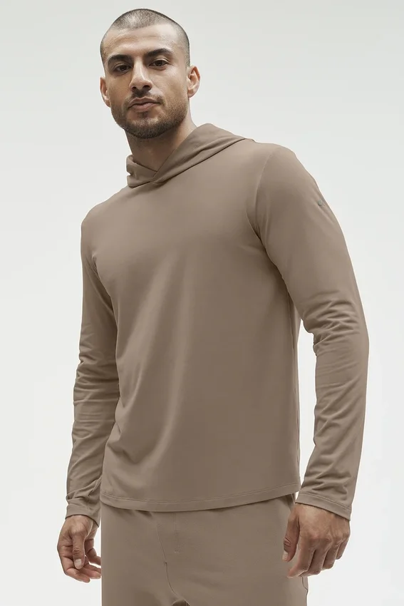Conquer Reform T-shirt met lange mouwen en capuchon - Gravel