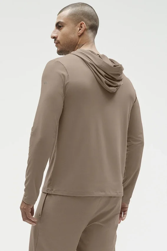 Conquer Reform T-shirt met lange mouwen en capuchon - Gravel