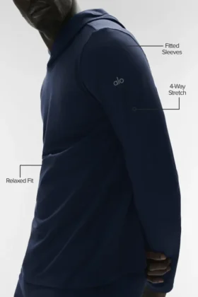 Conquer Reform T-shirt met lange mouwen en capuchon – Navy